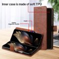 thumbnail image 4 of Compatible with Samsung Galaxy Z Fold 5 Case, Classic PU Leather Durable Slim Thin Full-Body Protective Shockproof Magnetic Closure Phone Case for Samsung Galaxy Z Fold 5 5G, Brown, 4 of 6