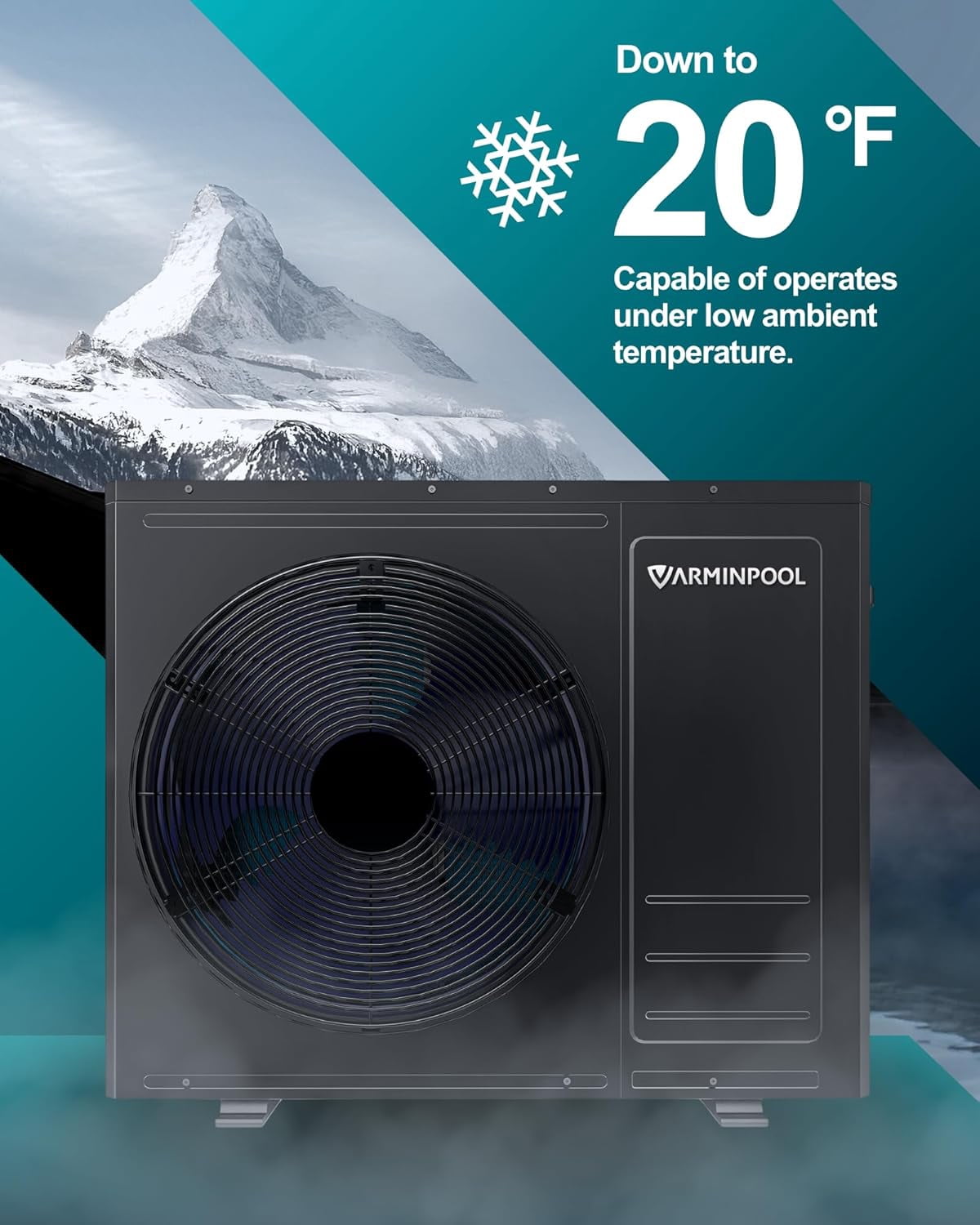 VARMINPOOL Pool Water Heater Cooler for Above Ground Pool 35000BTU Swimming Pool Heat Pump for Inground Pools WiFi Control Timer 240V 60HZ