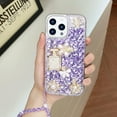 thumbnail image 4 of Compatible with iPhone 14 Pro Max Bling Case with Lanyard Strap Luxury 3D Diamond Crystal Rhinestone for Women Girls Glitter Sparkle Case Shiny Gemstone Perfume Bottle and Flower Design, Purple, 4 of 14
