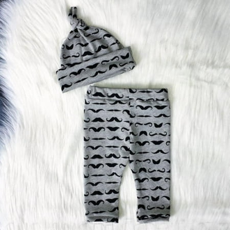 

TAIAOJING Toddler Baby Boys Clothes Cute 3PCS Set Romper Tops +Long Pants Hat Outfits 0-18M Fall Clothes
