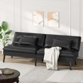 thumbnail image 2 of furlinkhm Convertible Futon Sofa Bed,70" Futon Sofa Bed,Adjustable Futon Couch,Faux Leather Futon Sofa Couch,Comfy Futon Couch Bed with 2 Square Pillows,for Living Room, Apartment,Office (Black), 2 of 7