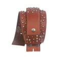 thumbnail image 2 of 1 3/4 Inch Snap On Multi-rivet Studded Beveled Edged Full Grain Leather Belt Strap, 2 of 3