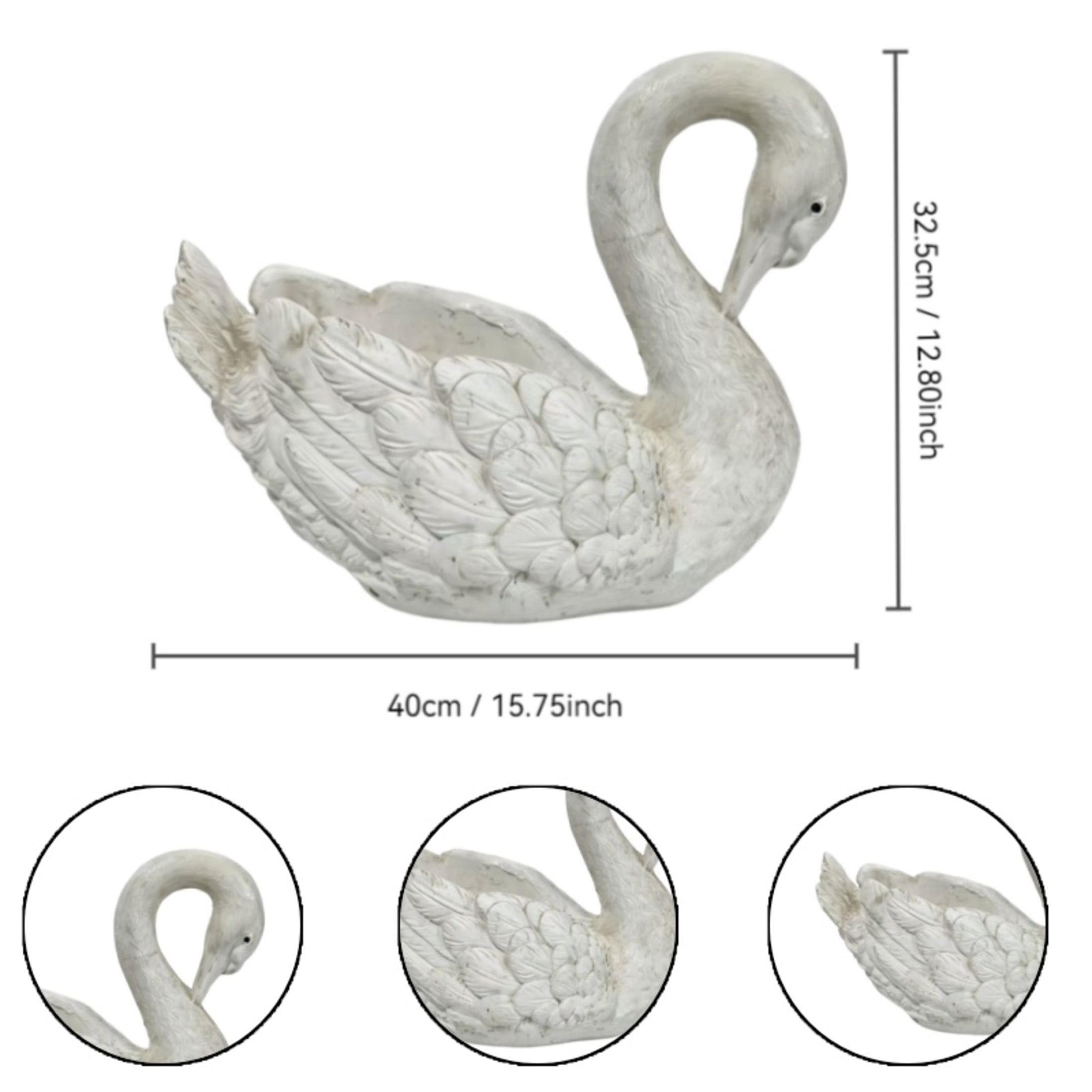 GDF Studio White Swan Statue Planter, Weather-Resistant Resin Garden Flower Pot Sculpture for Pond Patio Lawn Backyard