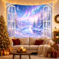thumbnail image 3 of Aurora Winter Valley Beneath a Crescent Moon, Dreamy Fantasy for Nature Lovers, Northern Lights Decor, Christmas Gift, Tapestry Wall Hanging for Bedroom and Living Room, 3 of 7