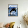 thumbnail image 3 of JRXY Killer Whale Orca Wall Art Decor Poster Canvas Painting Pair Leaping Blue Ocean Theme Living Room Bedroom Office Gift 16x20, 3 of 4