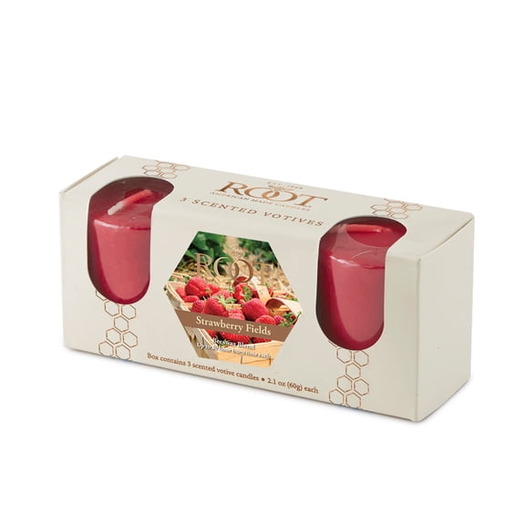 ROOT Candles Scented 20 Hr. Votive Gift Pack, Strawberry Fields, box of 3 ea