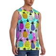 thumbnail image 2 of Xecao Graffiti Pineapples Print Men's Tank Top: Sleek Sleeveless Tee for Casual Sports and Beach Occasions-Medium, 2 of 7