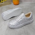 thumbnail image 5 of asdoklhq Casual Shoes for Women,Autumn and Winter New Sequined Flat Lace-up Casual Women's Single Shoes Pumps, 5 of 8