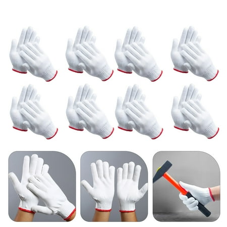 LOLIPPYY 12Pairs White Thick Nylon Work Gloves Breathable Washable for Various Tasks
