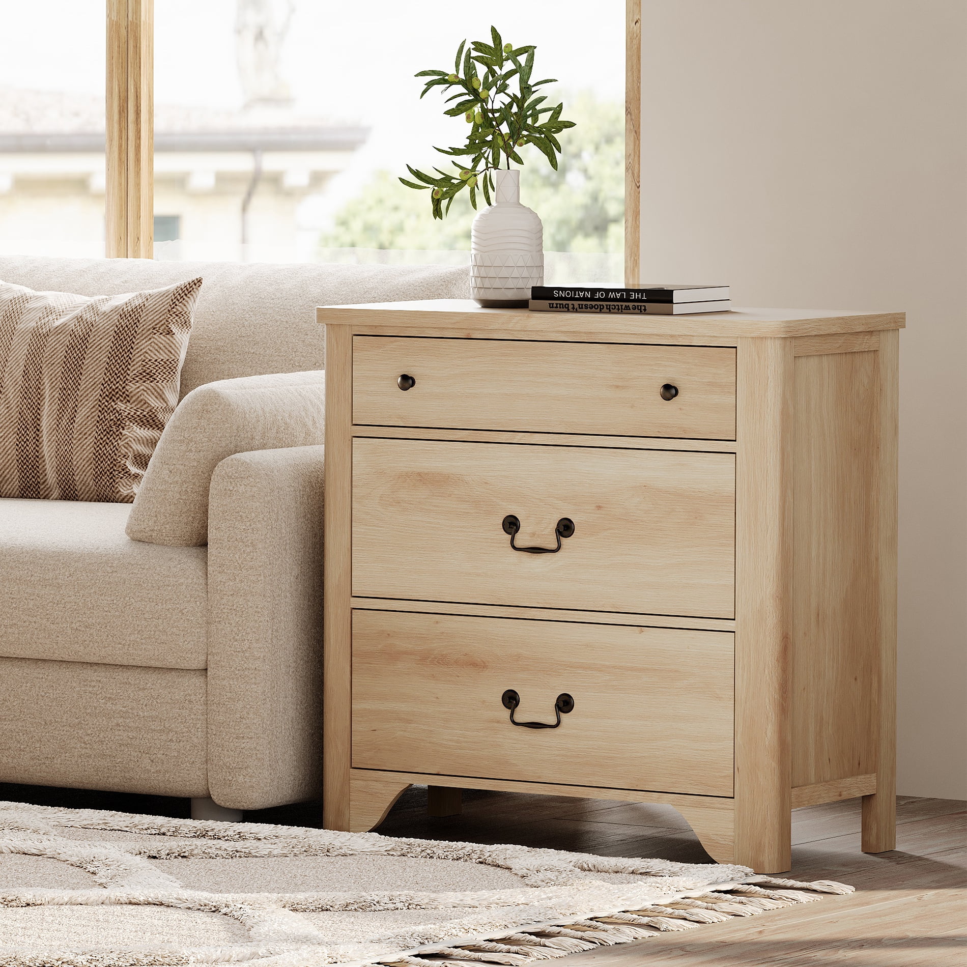 WAMPAT 59" Farmhouse Sideboard Buffet Cabinet with 3-Drawer Dresser Set of 2,Wood Coffee Bar Cabinet with Storage for Bedroom,Kitchen,Entryway,Hallway,and Living Room,Oak