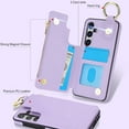 thumbnail image 5 of Allytechgroup for Samsung Galaxy S21 Wallet Case, Zipper Pocket Cards Holder RFID Blocking Ring Holder Stand Bumper Shockproof PU Leather Retro Phone Case for Samsung Galaxy S21, Violet, 5 of 9