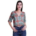 thumbnail image 1 of Moomaya Haut en Coton Imprimé pour T-shirt à Manches Longues d'Été à Col en V pour Femmes, 1 of 6