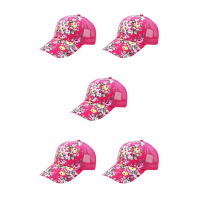 Wweixi 1/2/3/5 Casquette de Baseball Élégante pour les Femmes - Sangle Réglable et Léger Soleil rose Rouge 5PCS