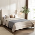 thumbnail image 2 of Miniyam Queen Size Upholstered Bed, 54" High Platform Bed with Wingback Headboard, Ivory, 2 of 7