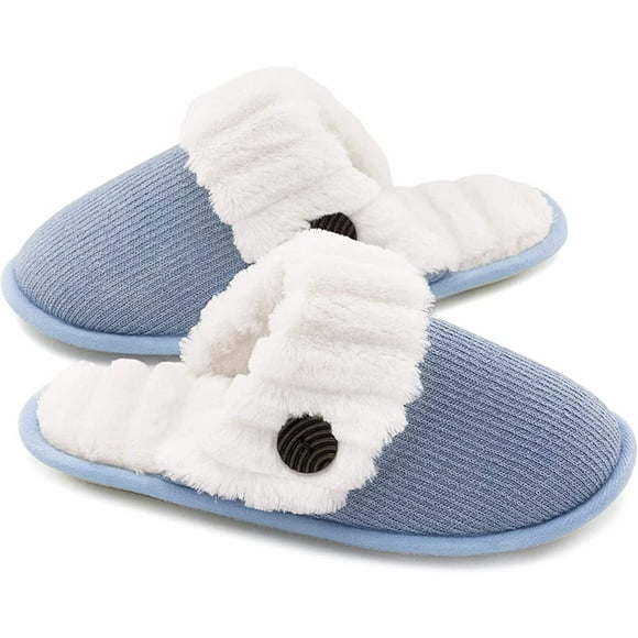 FrostHike Women’s Cute Comfy Fuzzy Knitted Memory Foam Slip On House Slippers Indoor