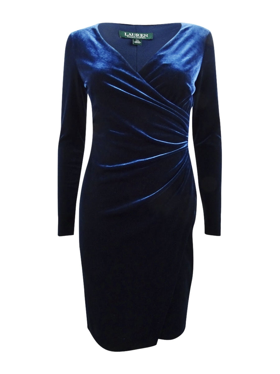 ralph lauren velvet surplice dress
