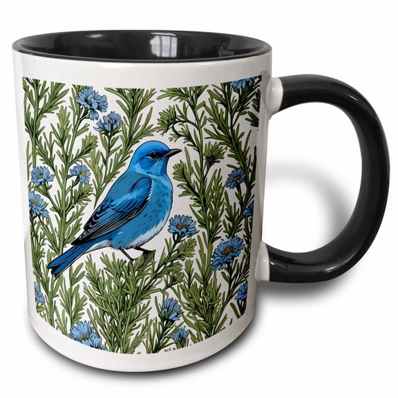 3drose, Nevada Mountain Bluebird and Sagebrush 2, 15oz Two-tone Black Mug