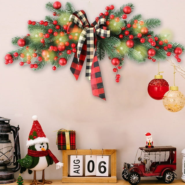 Danhjin Guirlandes Lumineuses pour Décoration Extérieure, Guirlandes de Noël, Ornements Décoratifs Rouges, Pendentif Mural pour Porte d'Entrée Intérieure