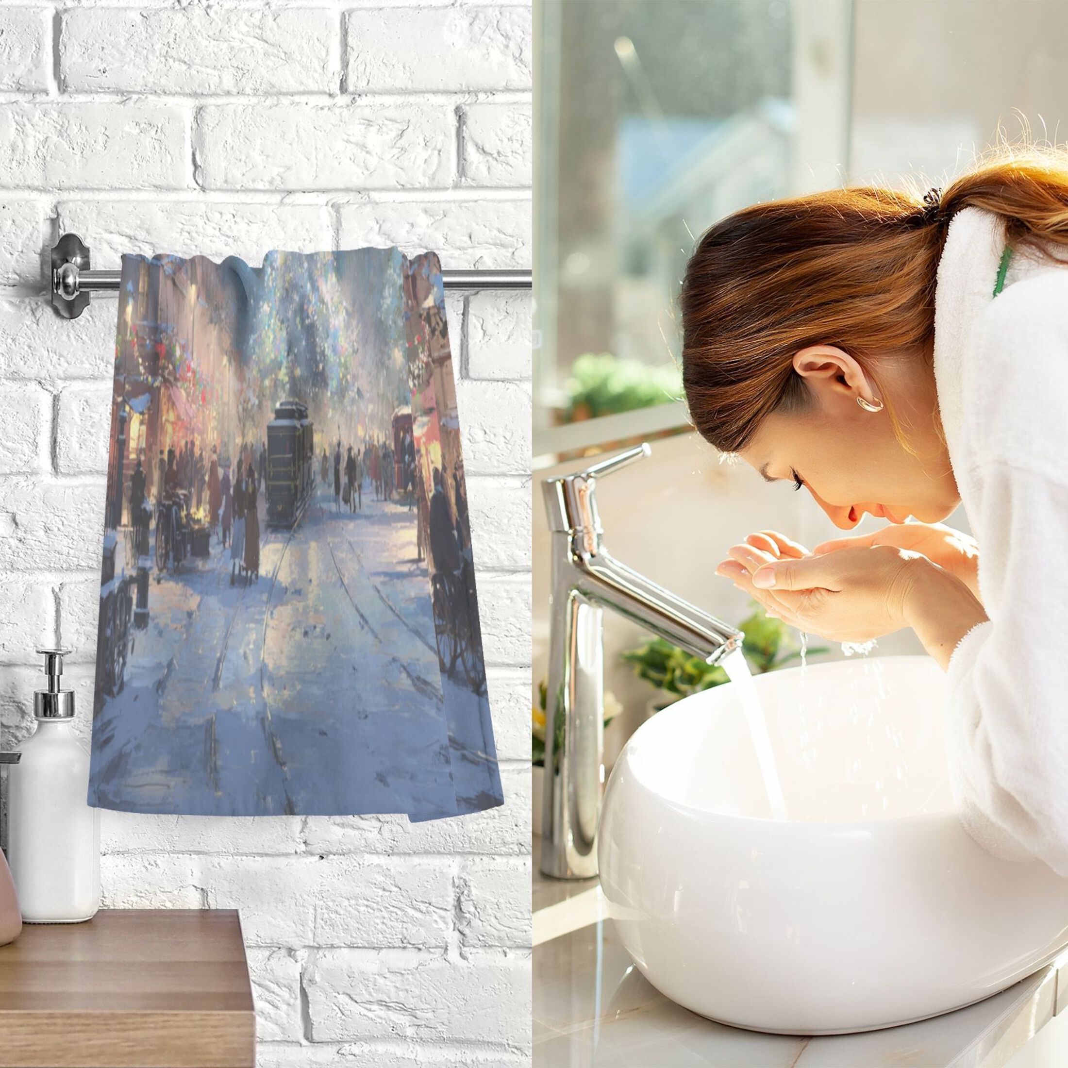 Cotton Towel Two-Piece 16x28 Inch One Sizex2 Face Towel Set Towel Set Cotton Hand Bath Towel Bathroom Beach Aurora