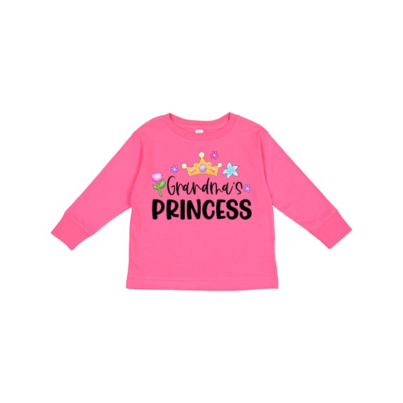 Inktastic Grandma's Princess Crown and Flowers Girls Long Sleeve Toddler T-Shirt