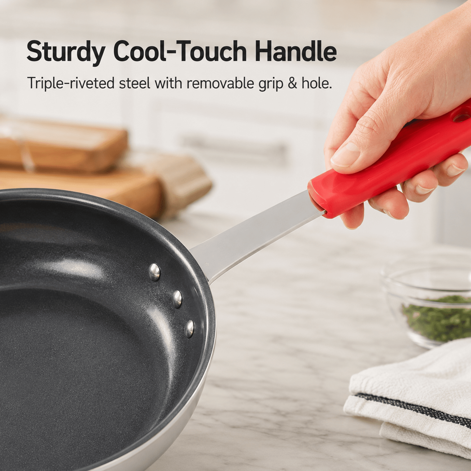Alvantor Ceramic Nonstick Frying Pan, 8/10/12/14 inch, Aluminum Egg Pan with Stainless Steel Base, Oven Safe, Dishwasher Safe Skillet