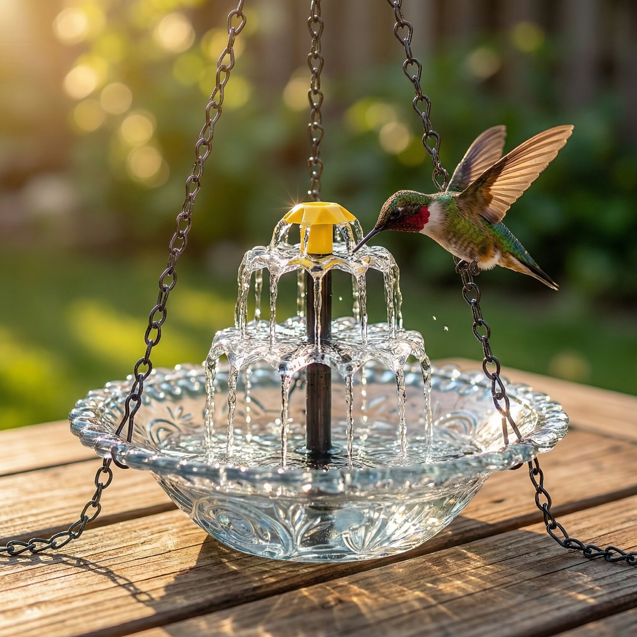ValueAgain Solar Cascade Hanging Bird Bath Fountain, Outdoor Hanging Bird Bath with Solar Fountain, Large Humming Bird Baths are Suitable, with Solars Pump & Bowl,for Outdoor, Gardens, White