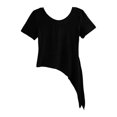 thumbnail image 5 of inhzoy Kids Girls Ballet Dance Crop Top Slit Irregular Hem Wrap Tops Gymnastics Short Sleeve T-Shirt Black 11-12, 5 of 6