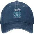 thumbnail image 2 of Life is Better at The Lake Hat Vintage Adjustable Baseball Cap Cotton Dad Hat Trucker Hat for Women Men,Black, 2 of 8
