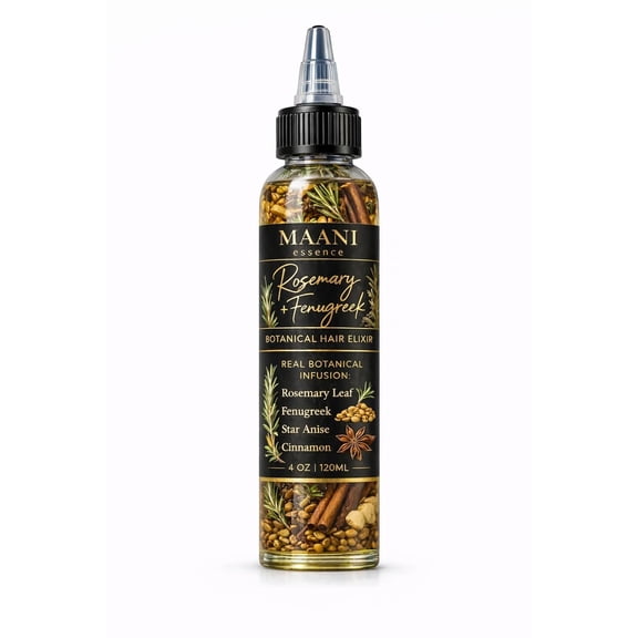 Rosemary & Fenugreek Hair Oil Rapid Hair Growth – with Real Rosemary Leaves, Fenugreek Seeds, Cinnamon & Star Anise – Herbal Hair Growth Infused with Castor Oil 120ML