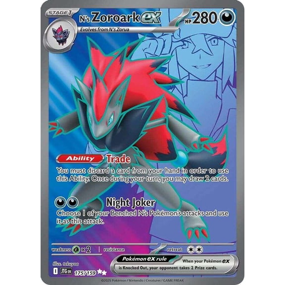 Pokemon Journey Together Ultra Rare N's Zoroark ex #175
