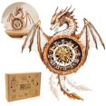 thumbnail image 1 of Reloj Rompecabezas 3D "Cutywood" Dragón Mecánico con Números Romanos, 1 of 8