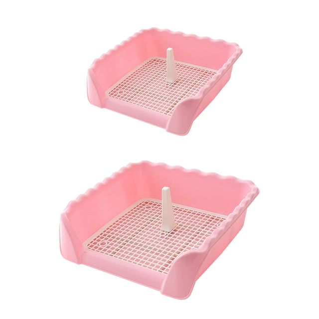 2 piezas de bandeja de entrenamiento para inodoro de perros y gatos para interiores Rosa Pequeña Rosa Mediana