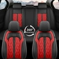 thumbnail image 5 of LAONNVIR Car Seat Covers Full Set Fit for Ford Ranger 2019-2024 Waterproof Breathable Leather Seat Protector with Airbag Compatible Automotive 5 Seat Cushions Cover (Black+Red), 5 of 8