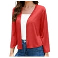 thumbnail image 3 of Asklazy Women's 3/4 Sleeve Shrugs Lightweight Open Front Cropped Cardigan for Women,US Size,S,Red, 3 of 11
