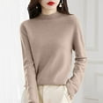 thumbnail image 6 of Gyexs Fall Sweaters for Women Wool Fall Winter Casual Long Sleeve Sweaters Solid Lightweight Knit Pullover Tops Women's Fashion, Khaki, Size M, 6 of 6