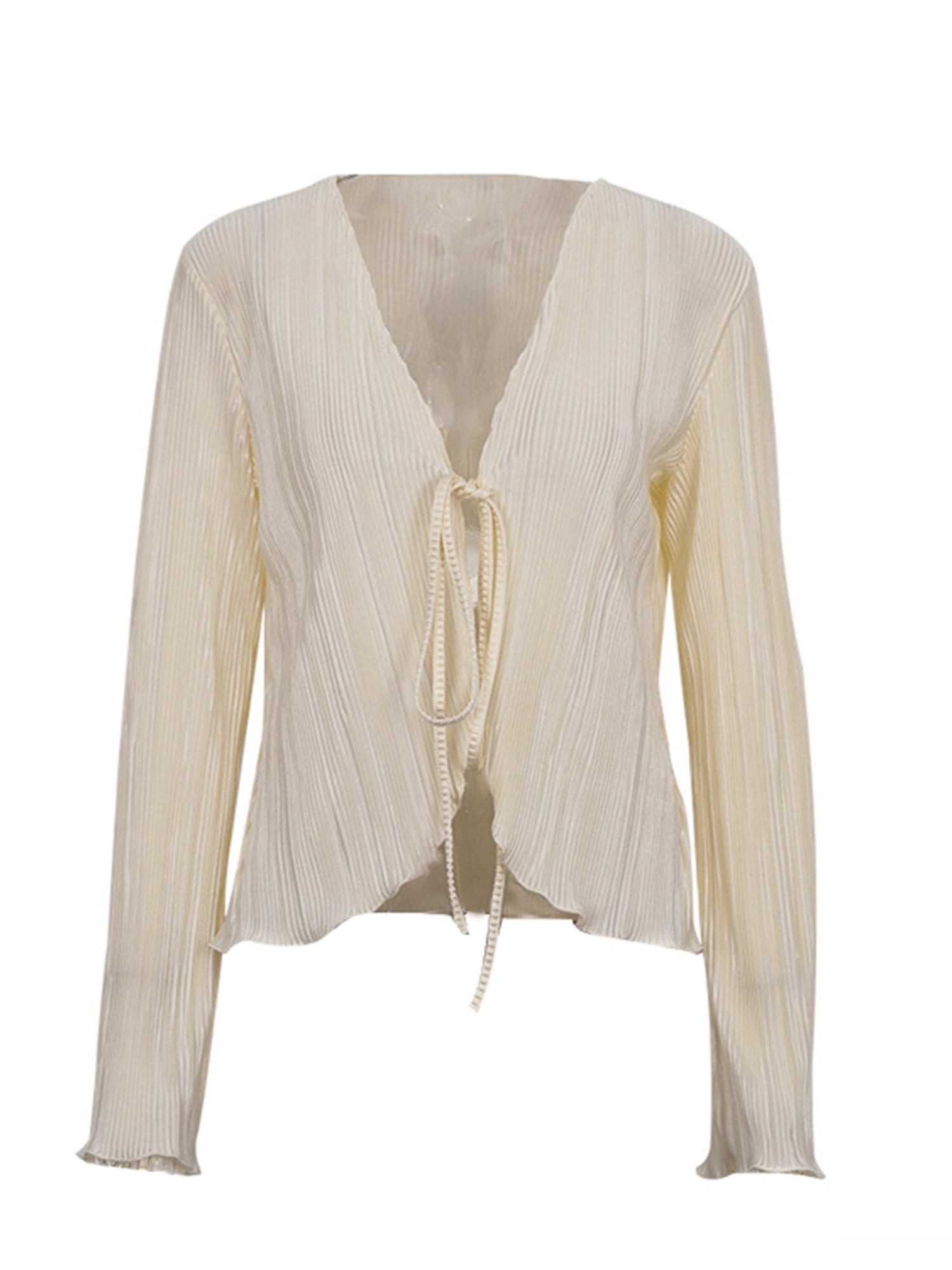 トップス L.G.B Flare Sleeve Hoodie Cardigan Women's Flare Long Sleeve V Neck Lightweight Cardigan Solid