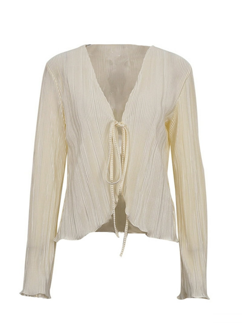 Women's Flare Long Sleeve V Neck Lightweight Cardigan Solid