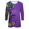 thumbnail image 4 of BOOMILK Mardi Gras Shirts for Women Loose Fit 3/4 Sleeve Plus Size Tops Crew Neck Carnival Graphic Tees, 4 of 4