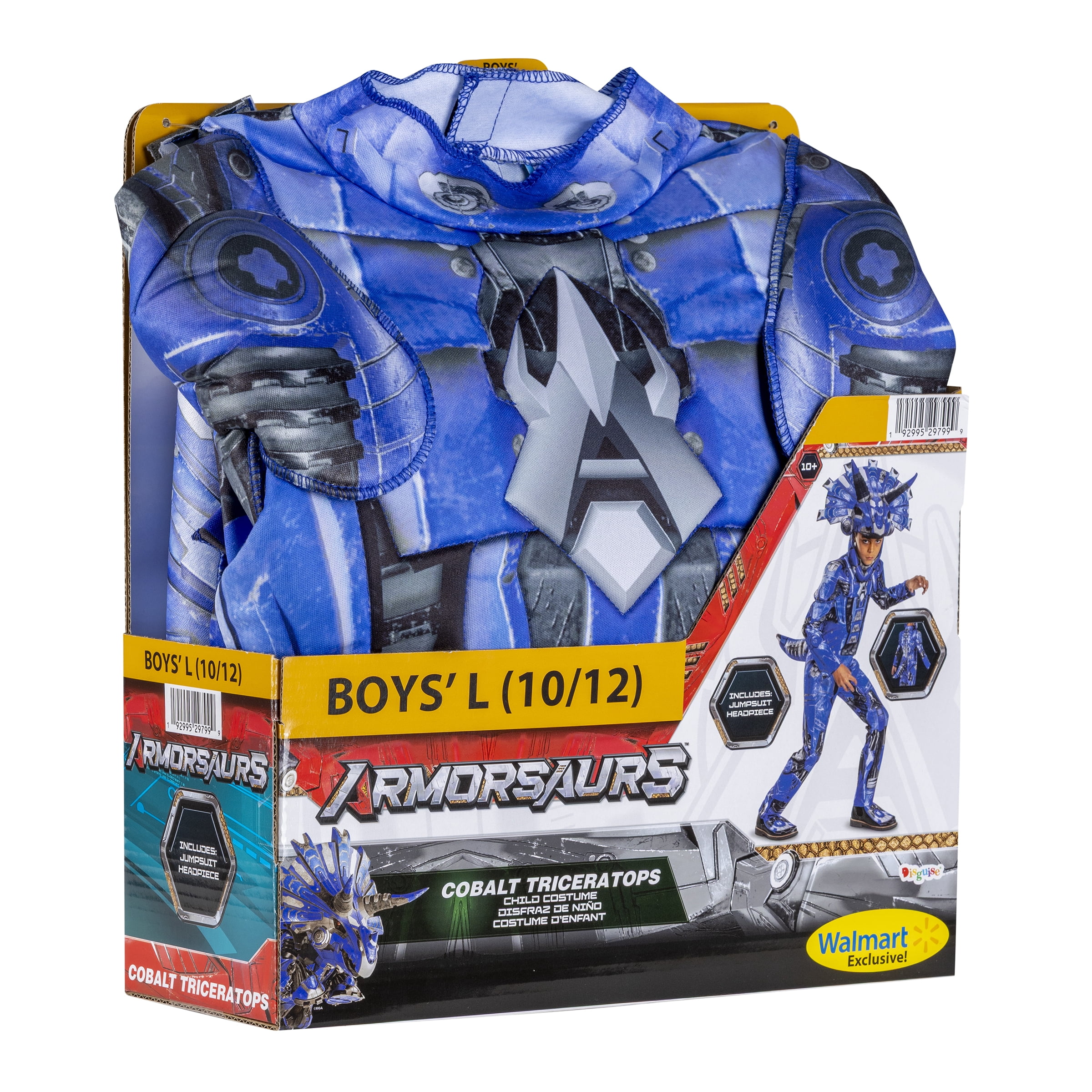 Armorsaurs Cobalt Triceratops Halloween Costume for Children, Boys Size L (10/12), by Disguise