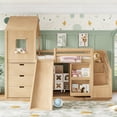 thumbnail image 2 of Bellemave Low Twin Size Loft Bed with Slide, Desk, Stairs and Storage, Wood House Loft Bed Frame with 3 Drawers and Shelves, Space Saving Design for Kids Boys Girls（Natural）, 2 of 9