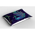 thumbnail image 2 of Ambesonne Peacock Pillow Sham, Oriental Bird Feather, 36" X 20", Purple Green and Blue, 2 of 2