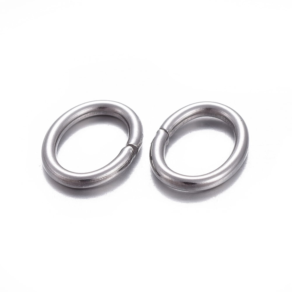 5000pc Tarnish Resistant 304 Stainless Steel Jump Rings Open Jump Rings Oval Stainless Steel Color 18 Gauge 8x6x1mm Inner Diameter: 4x6mm