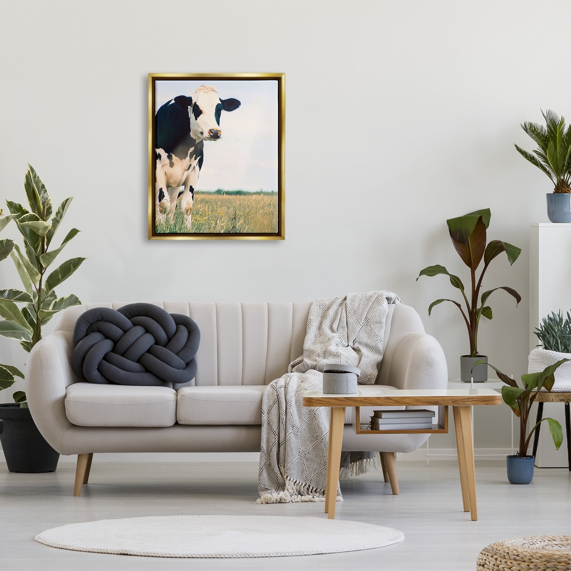 Stupell Industries Country Farm Cow Photography Animals & Insects Photography Gold Floater Framed Art Print Wall Art