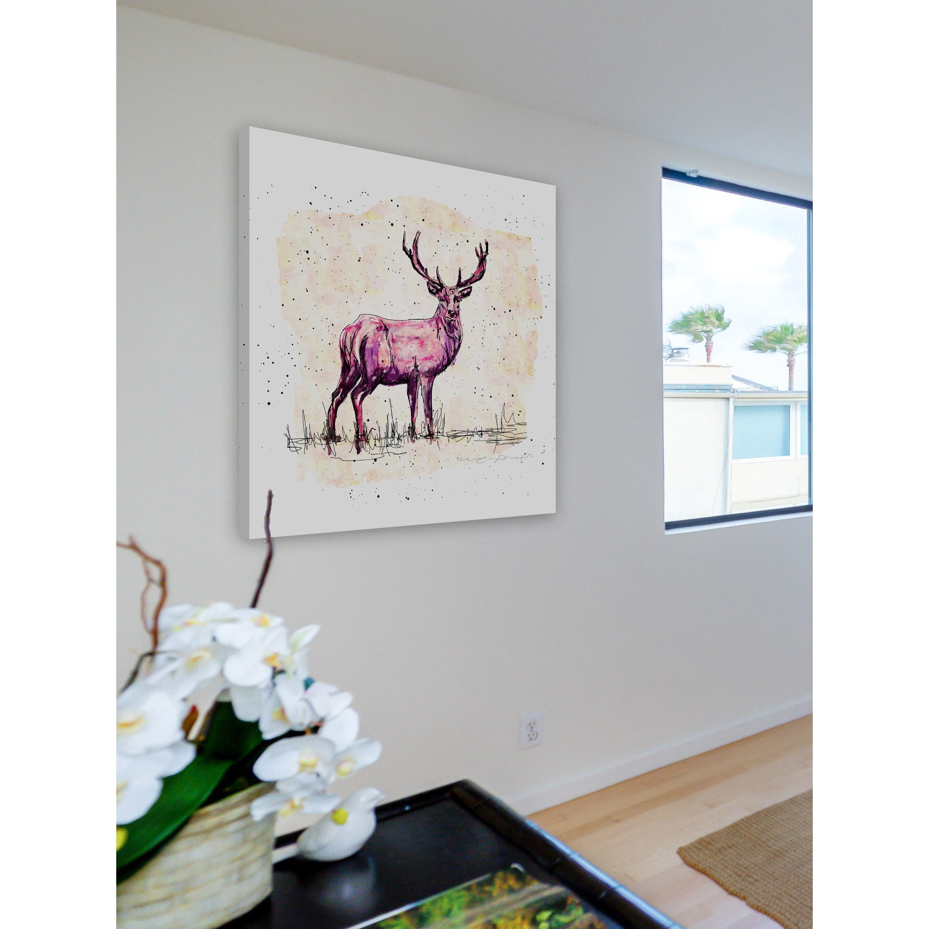 Marmont Hill "Cerf Rose Creme" by Marie-Eve Pharand Painting Print on Wrapped Canvas