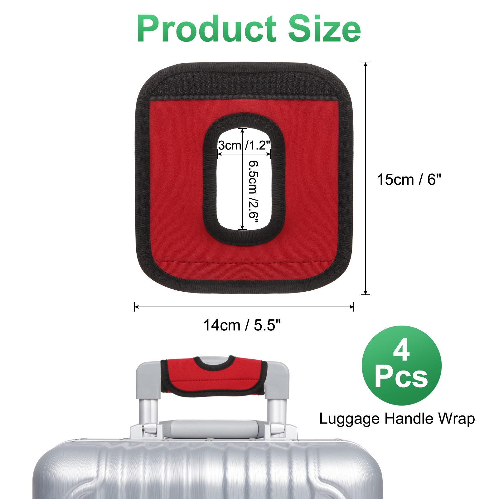 Unique Bargains Luggage Handle Wrap Hollow Neoprene for Travel Bag Red