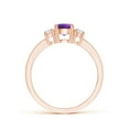 thumbnail image 2 of ANGARA Natural Classic Three Stone Amethyst and Diamond Ring in 14K Rose Gold for Women (Size-5mm) | February Birthstone, Birthday, Anniversary, Jewelry Gift for Women | Natural Amethyst Ring, 2 of 8