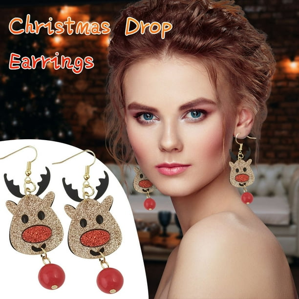 Pendientes para mujer, regalos para mujer, pendientes colgantes con gancho navideño, joyería para fiesta navideña, pendientes de moda.