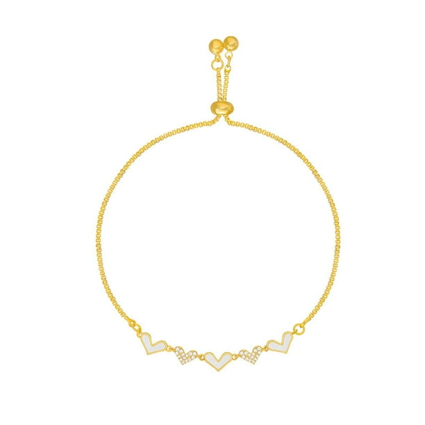 Pulsera con incrustaciones de cobre micro, joyería femenina, diseño de corazones, pulsera de oro para mujer