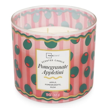 Mainstays 3-Wick Pomegranate Appletini Fragrance Candle with a Decorative wrap, 13-Ounce