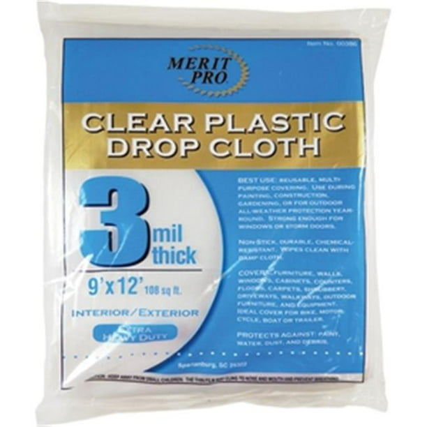 Merit Pro 386 9 x 12 ft. 3 mil. Dynamic Plastic Drop Cloths - Walmart ...